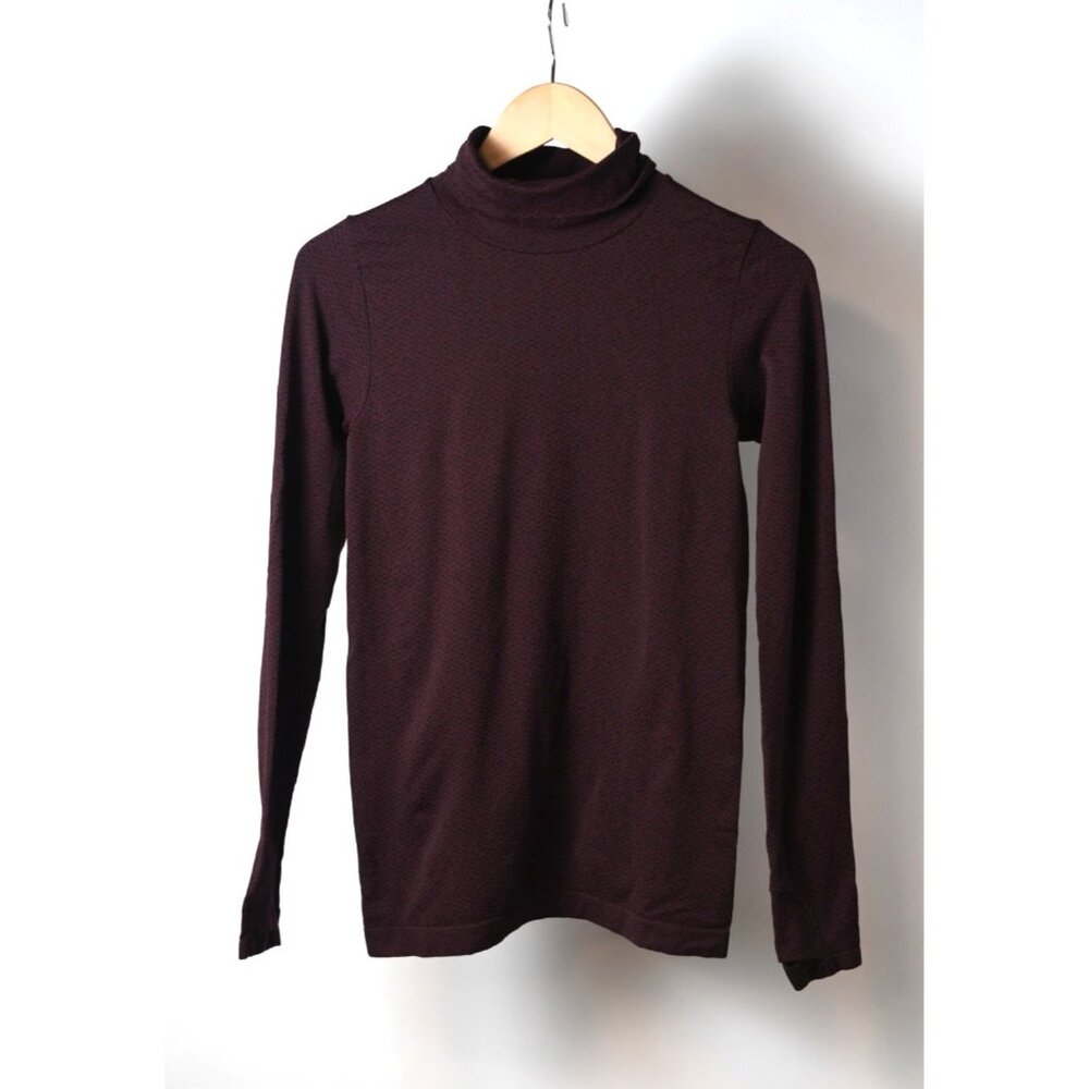 Athleta Turtleneck Top Maroon Burgundy Size Small